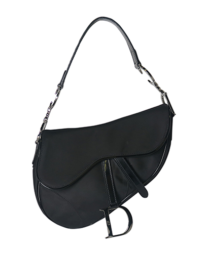 Dior Saddle Bag, &pound;500, Handbags, Black, Nylon (Polymer)/Patent Leather, Front view